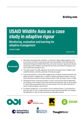 USAID Wildlife Asia as a case study in adaptive rigour: monitoring, evaluation and learning for adaptive management